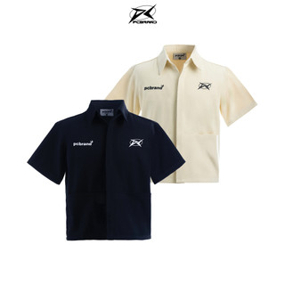 Áo Sơ Mi Nam Nữ PC BRAND - PLANET CRACK - Blink Khaki Shirt Form Dáng Boxy Đen/Kem 100% Kaki 340GSM