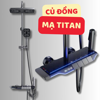 Sen Cây Tắm Đứng Phím Đàn Diver Củ Sen Lõi Đồng Mạ Titan 5 Lớp, Hiển Thị Nhiệt Độ, Thời Gian