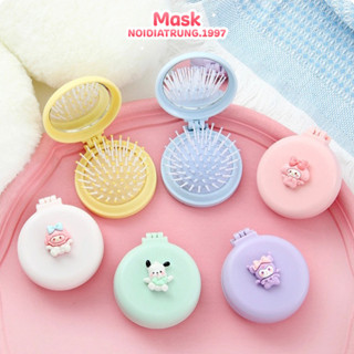 Gương Lược Massage Gấp Gọn Cầm Tay Mini