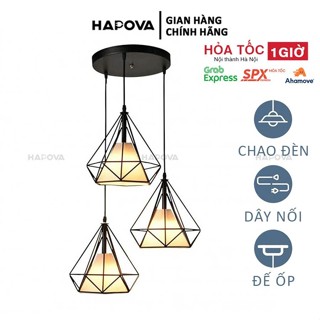 Bộ 03 Đèn thả trần kim cương HAPOVA DT 6527/3 cỡ 250mm
