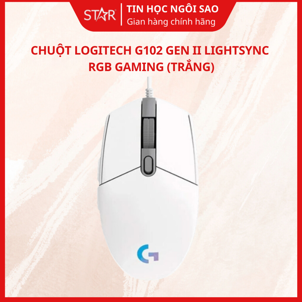 Chuột Logitech G102 Gen II Lightsync RGB Gaming (Trắng) -  Bảo hành 24 tháng