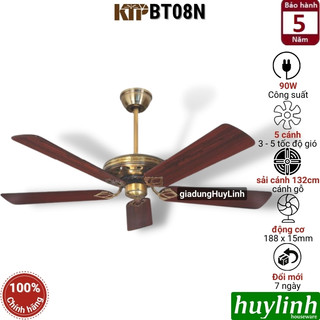 Quạt trần cánh gỗ kim thuận phong ktp bt08n