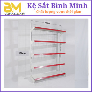    Tải 70kg   - Kệ siêu thị đơn 1 mặt: Dài 1.2m - Cao 1.2m & 1.5m  bộ độc lập   Hàng loại 1 . Mica gắn giá loại đẹp 