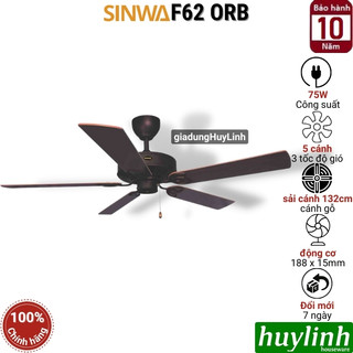 Quạt trần trang trí cánh gỗ sinwa f62 orb - 5 cánh