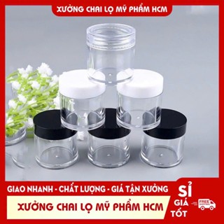 [Đủ size] HỦ NHỰA TRONG SUỐT, NẮP ĐEN 3gr/ 5gr/ 10gr/ 20gr/ 30gr/ 50gr Chiết Mỹ Phẩm, Dùng Chiết Kem, Chiết Bột