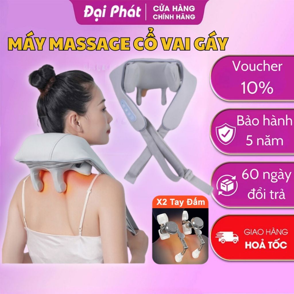 Máy Massage Cổ Vai Gáy 6D Giảm Đau Mỏi Vai Gáy, Máy Massage Thông Minh Cải Thiện Sức Khỏe Dành Cho Dân Văn Phòng