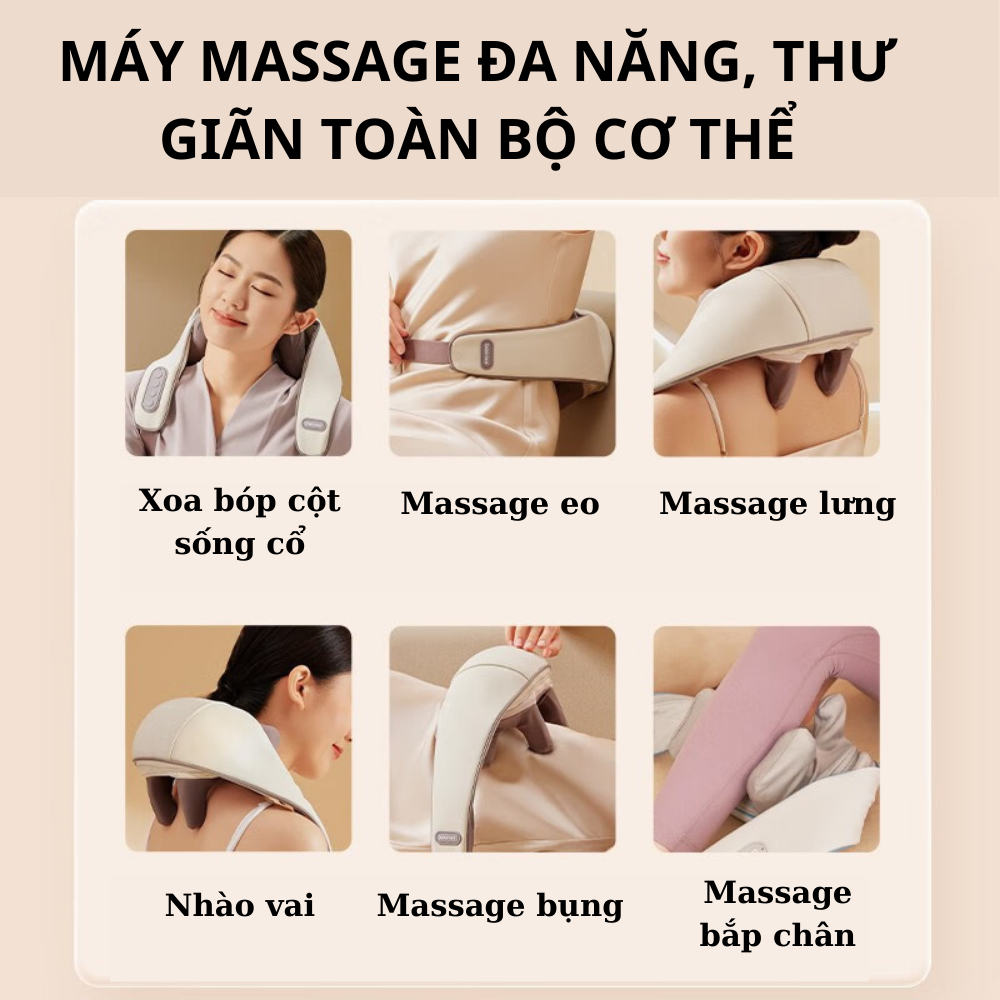Máy Massage Cổ Vai Gáy 6D Giảm Đau Mỏi Vai Gáy, Máy Massage Thông Minh Cải Thiện Sức Khỏe Dành Cho Dân Văn Phòng