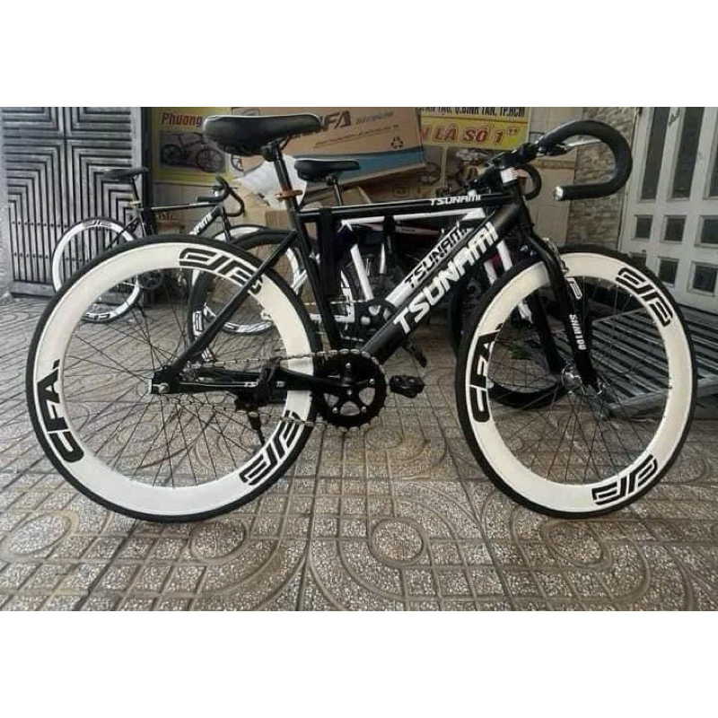 Xe Đạp Fixed Gear TSUNAMI - Đùm Nhôm, Sên Hạt Đậu, Lắp Ráp Theo Yêu Cầu, Mới 100%
