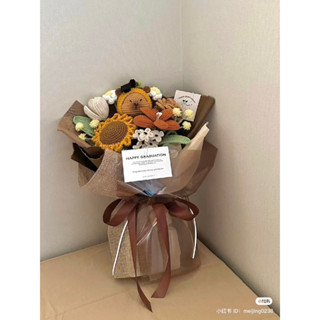  Bó hoa len capybara tốt nghiệp tông nâu cam 