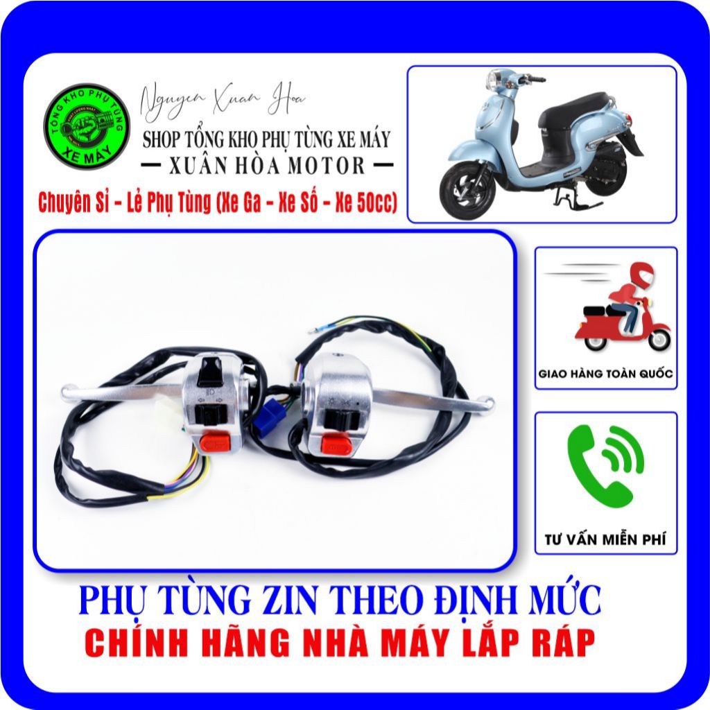 Cùm (cụm) công tắc Giorno 50cc/ Giorno Smile/ Giorno Golden/ Crea Mono 50cc... (Hàng chuẩn zin xe 50