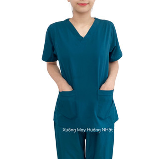 Bộ scrubs vải lon mềm giãn cao cấp nhiều màu, đồng phục Spa, Phòng khám,Dược sĩ, Điều dưỡng vải đẹp