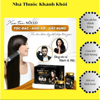  STRONG BLACK HAIR - Viên uống giúp giảm rụng tóc nuôi dưỡng tóc đen khỏe dùng được cho cả nam và nữ 