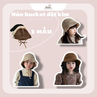 [Có sẵn] Mũ bucket len trơn cho bé trai bé gái