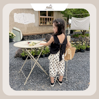 CÓ SẴN-Giao ngay Bộ áo quần 2 dây thắt nơ chấm bi chất liệu sang chảnh từ cho bé từ 0-4 tuổi [Hàng loại 1]