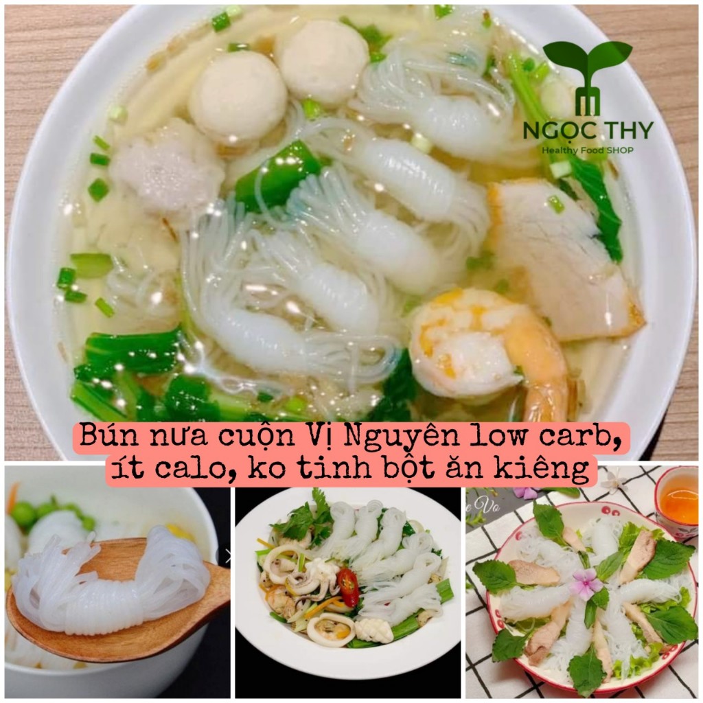 Bún Nưa cuộn 0 calo Shirataki Vị Nguyên 100gr (bún cuộn konjac gói 6 cuộn), ăn Das/Keto/Low carb