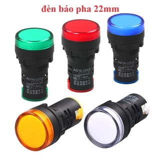 Combo 10 Đèn báo pha phi 22MM - Đèn tín hiệu lắp tủ điện LED đời mới