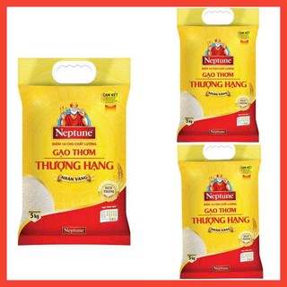  COMBO 3 TÚI GẠO NEPTUNE - THƠM THƯỢNG HẠNG NHÃN VÀNG 5KG ( 15 KG )