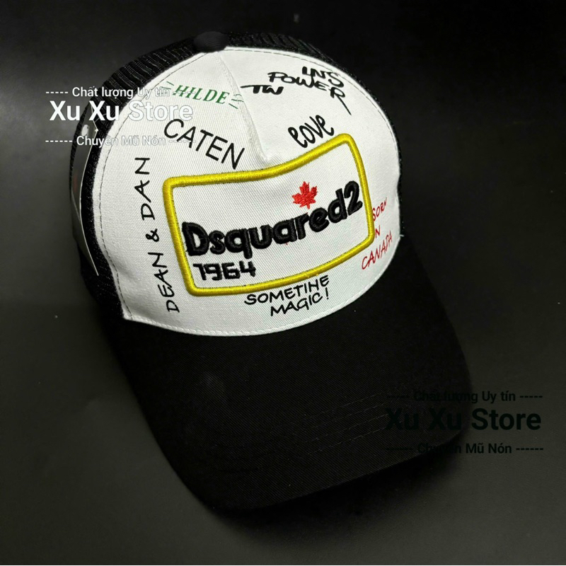 Nón thể thao Dsquared2 khoá nút thời trang nam nữ, Mũ kết kaki phối lưới Dsq2 thoáng mát màu xám vá siêu ngầu cho nam
