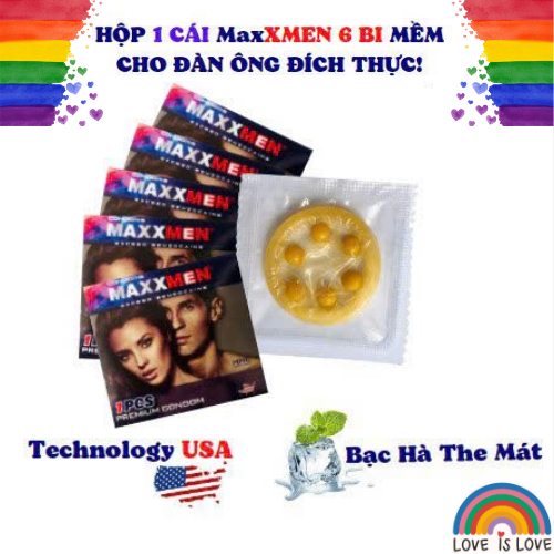 Bao cao su 6 bi nổi lớn 1cm Max XMEN Hộp 1 cái, không gây đau, chỉ gây phê, nên dùng kèm gel bôi trơn, bao cao su sỉ