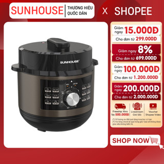 NỒI ÁP SUẤT ĐIỆN ĐA NĂNG SUNHOUSE SHD1656 - Dung tích 6 lít, Hàng chính hãng bảo hành 1 năm`