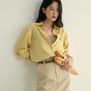 Áo sơ mi dài tay thô cotton cao cấp thêu logo - By Meely