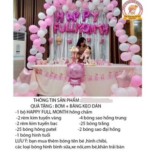 Set bóng trang trí đầy tháng cho bé.