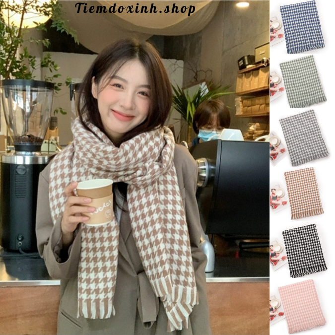 Khăn quàng cổ Cashmere  họa tiết caro, khăn len kẻ sọc chất dày dặn thời trang dành cho nam nữ-KHAN201