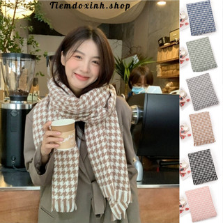 Khăn quàng cổ Cashmere  họa tiết caro, khăn len kẻ sọc chất dày dặn thời trang dành cho nam nữ