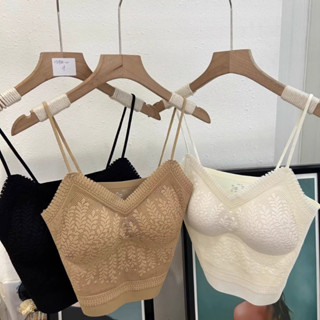 Áo bra 2 dây ren hoa pha đúc su có kèm mút đệm ngực 680 Siêu xinh