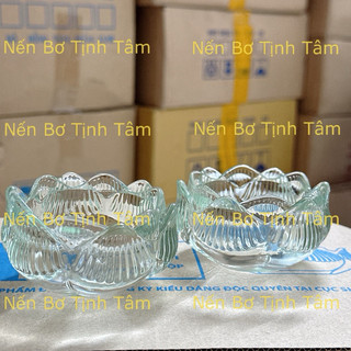 [ Hộp 12 Cái ] Đế Nến Hoa Sen, Chum Sen 60ML, Tặng Kèm Tim Nến - Nến Bơ Tịnh Tâm