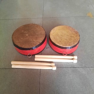 Trống gỗ da trâu 2 mặt tặng 2 dùi