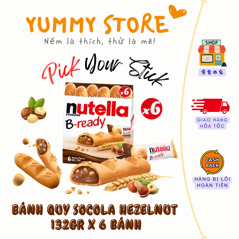 Bánh Nhân Socola Hạt Phỉ Nutella B-ready 132G
