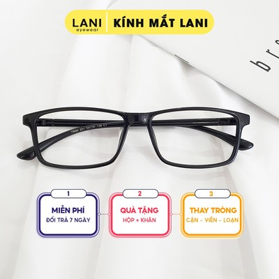 Gọng kính cận nhựa dẻo chữ nhật phụ kiện thời trang LANI 201 - Lắp mắt cận có độ theo yêu cầu