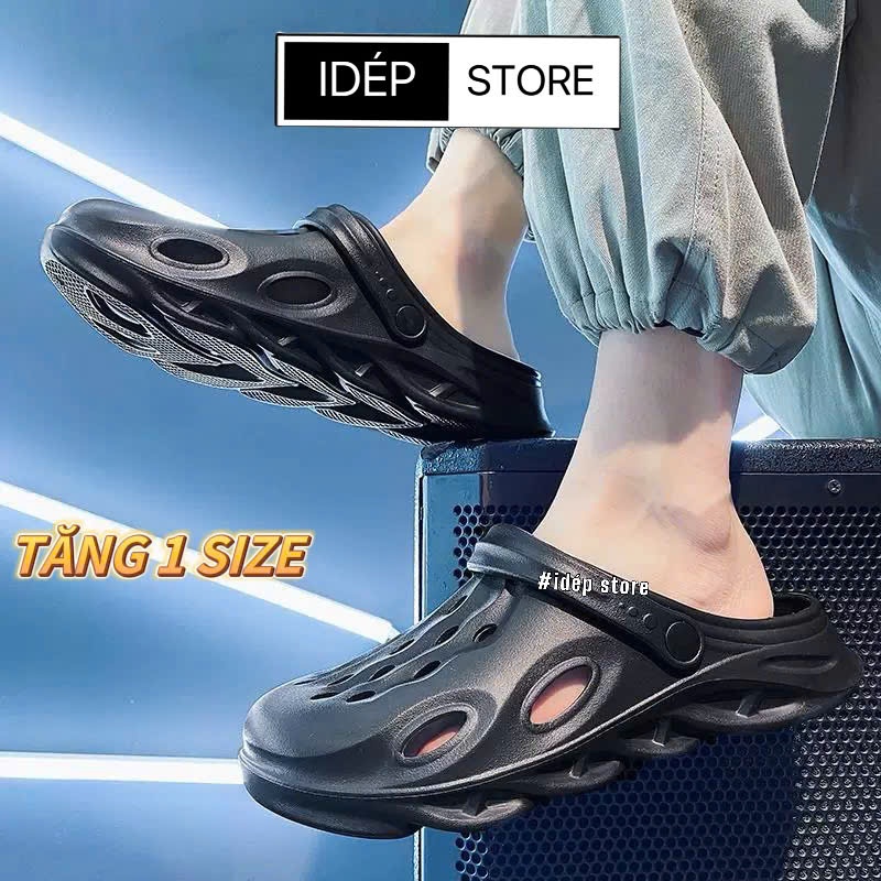 Dép sục CROSS nam gợn sóng đế cao 4cm đúc EVA siêu nhẹ đi mưa iDEP SL048, Sandal bít mũi nam độc lạ