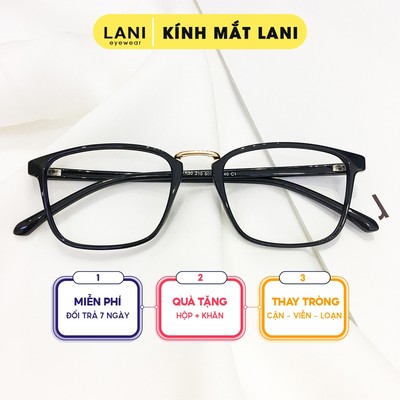 Gọng kính cận nam nữ nhựa dẻo siêu bền dáng vuông nhiều màu LANI 210 lắp mắt cận có độ theo yêu cầu