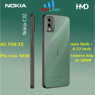 Điện thoại 4G Nokia C32 (4GB/128GB) - điện thoại android giá rẻ - 2 mặt kính - camera kép - Pin trâu - Hàng chính Hãng