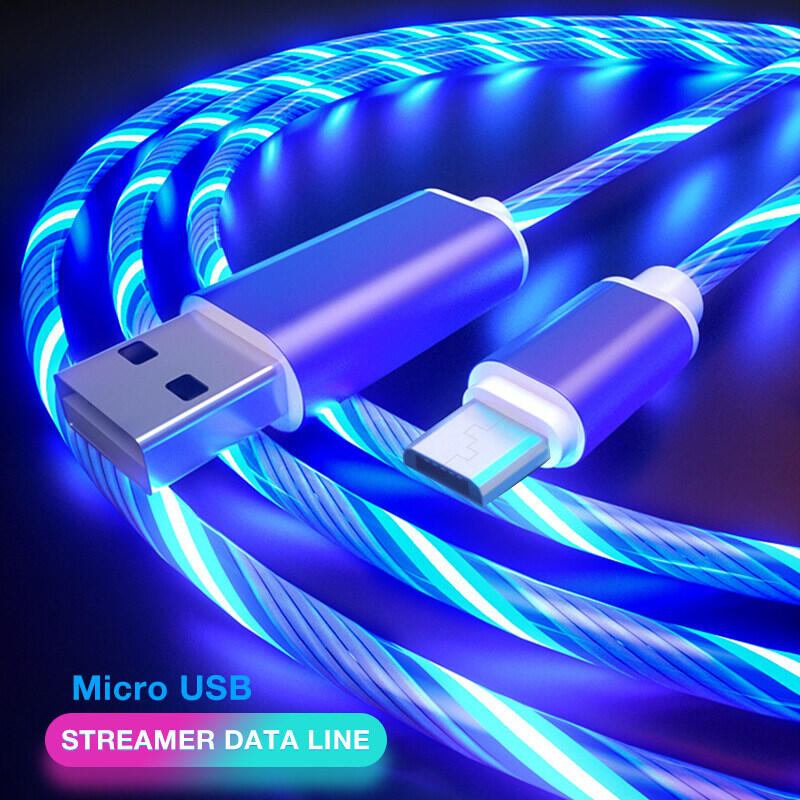 Andriod Ios Micro Flowing Colors LED Glow USB Fast Charger Cable