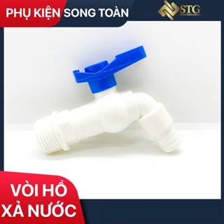 Vòi Xả Nước & Tay Gạt Khóa Gạt 1 Chiều 90 độ - Có Đầu Nối Dễ Gắn Dây Dẫn Nước - Nhựa Ren 21 27