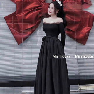 Váy trễ vai bèo buộc nơ eo