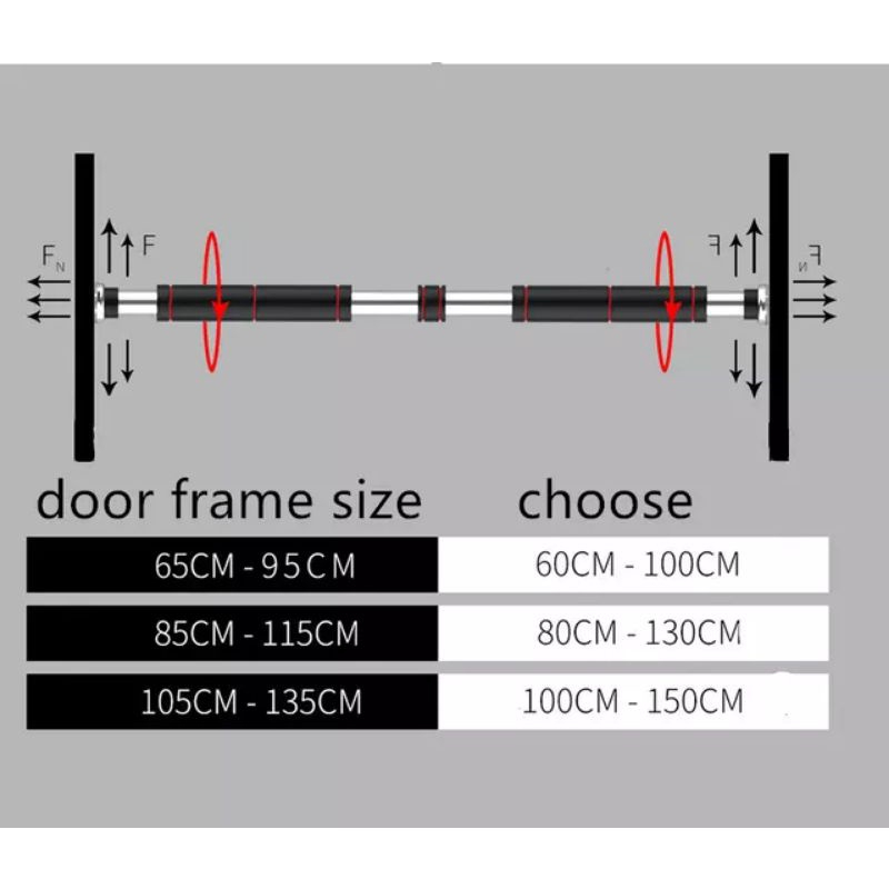 thanh xà đơn treo tường gắn cửa 8sport nhiều cỡ từ 62-150cm tùy chỉnh phù hợp tập gym tại nhà tăng c