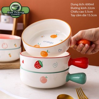 Bát sứ có tay cầm, chảo tay béo trái cây nhiều mẫu xinh, bát sứ decor