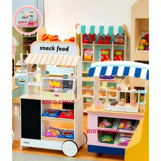 Đồ chơi shop bán hàng, quầy siêu thị, quầy, xe đẩy bán hàng bằng gỗ cho bé - BIKO SHOP