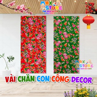 Vải chăn con công mềm nhẹ thích hợp trang trí lễ tết trung thu, decor phong cách cổ truyền khổ 1m6 x1m rẻ đẹp