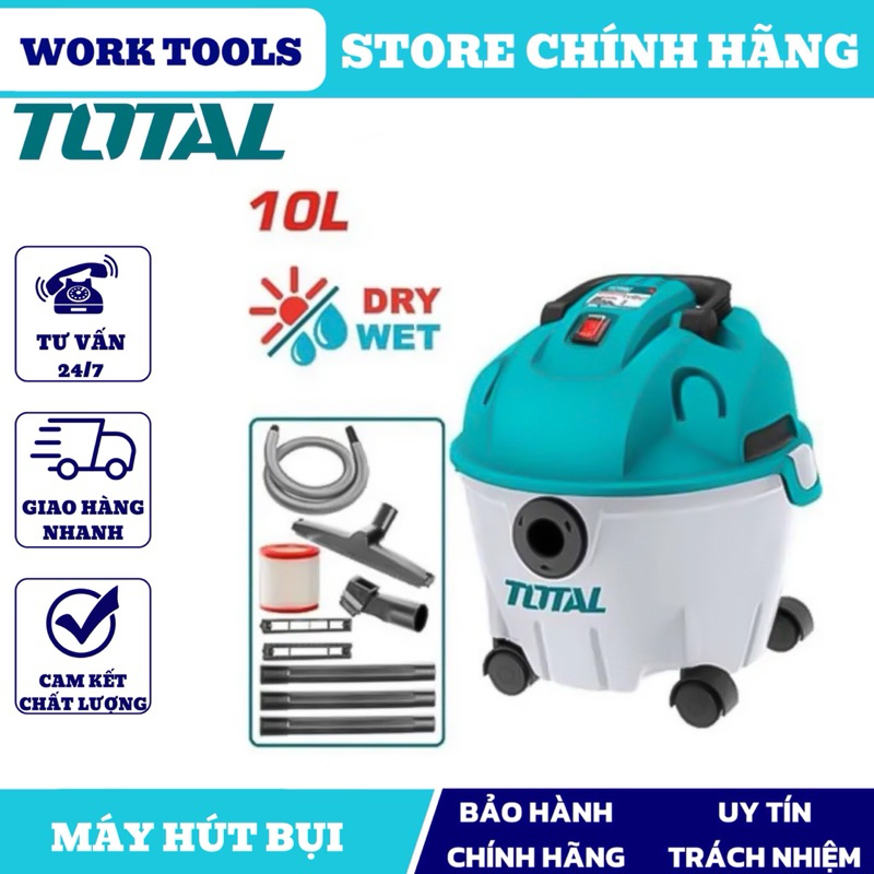 < HỎA TỐC 24H > TOTAL Máy hút bụi & nước 10L 1200W TVC12101