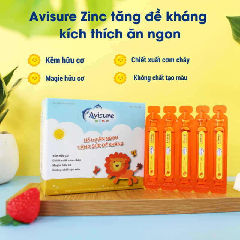 Tích điểm - Avisure ZinC kẽm hữu cơ cho bé hỗ trợ ăn ngon, tăng đề kháng hết biếng ăn Hộp 30 ống