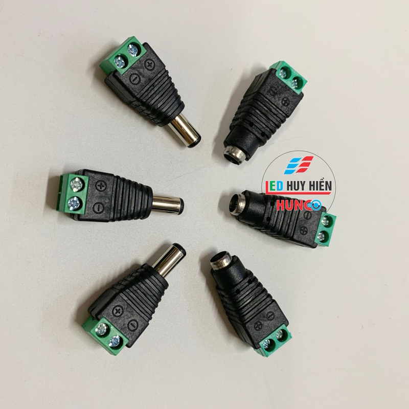 Rắc Đực Cái Nối Nguồn Dc 5V 12V 24V Vặn Vít Chân Đồng, Jack Nối Dc Đực Cái Chân Đồng Cho Nguồn Adapter