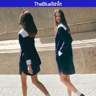 TheBlueTshirt - Đầm sơ mi suông tay dài kiểu thuỷ thủ - Sailor Poplin Dress Navy - Women