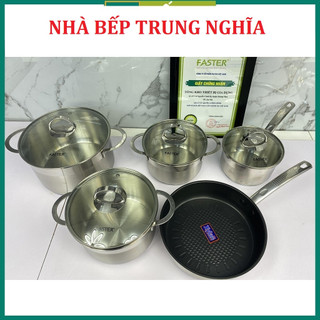 Bộ nồi chảo faster melody 5 món inox 304 cao cấp, bảo hành 1 đổi 1 chính hãng faster