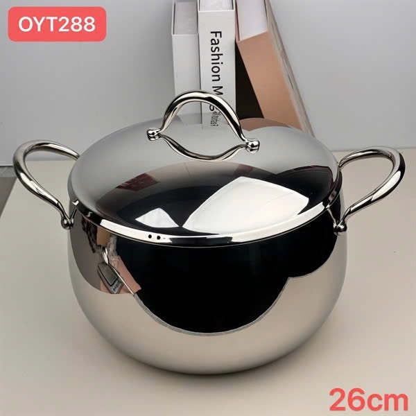 Nồi Vạc nắp kim loại Oyatton size 18,20,24,26,28 ,Nồi canh inox cao cấp bếp từ, Nồi luộc gà