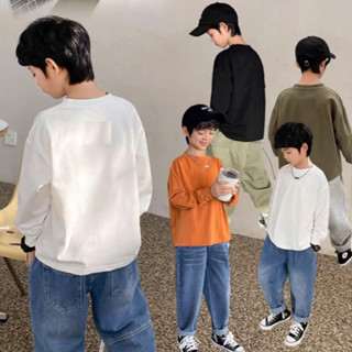 Áo Phông Cho Bé Dài Tay Thu Đông,12-40kg, Áo TRƠN dài tay cho bé basic dễ phối đồ